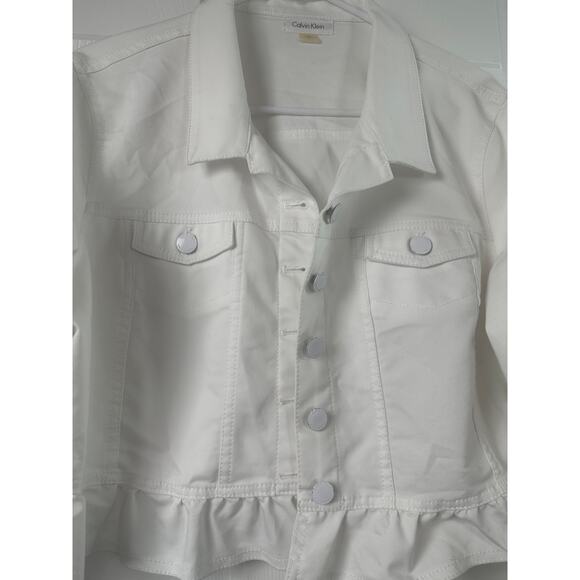 Calvin Klein Ruffle-Hem Jacket - White - Size XL - Picture 6 of 8